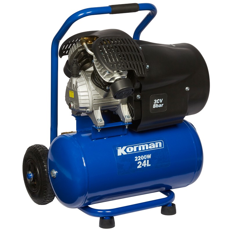 Compresseur Professionnel Bi-Cylindre en V 3CV 2200W 24L  ( Compresseur )  Korman.fr